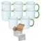 8 Pcs 11OZ Light Green Rim & Handle Sublimation Mugs With Foam Support Boxes
